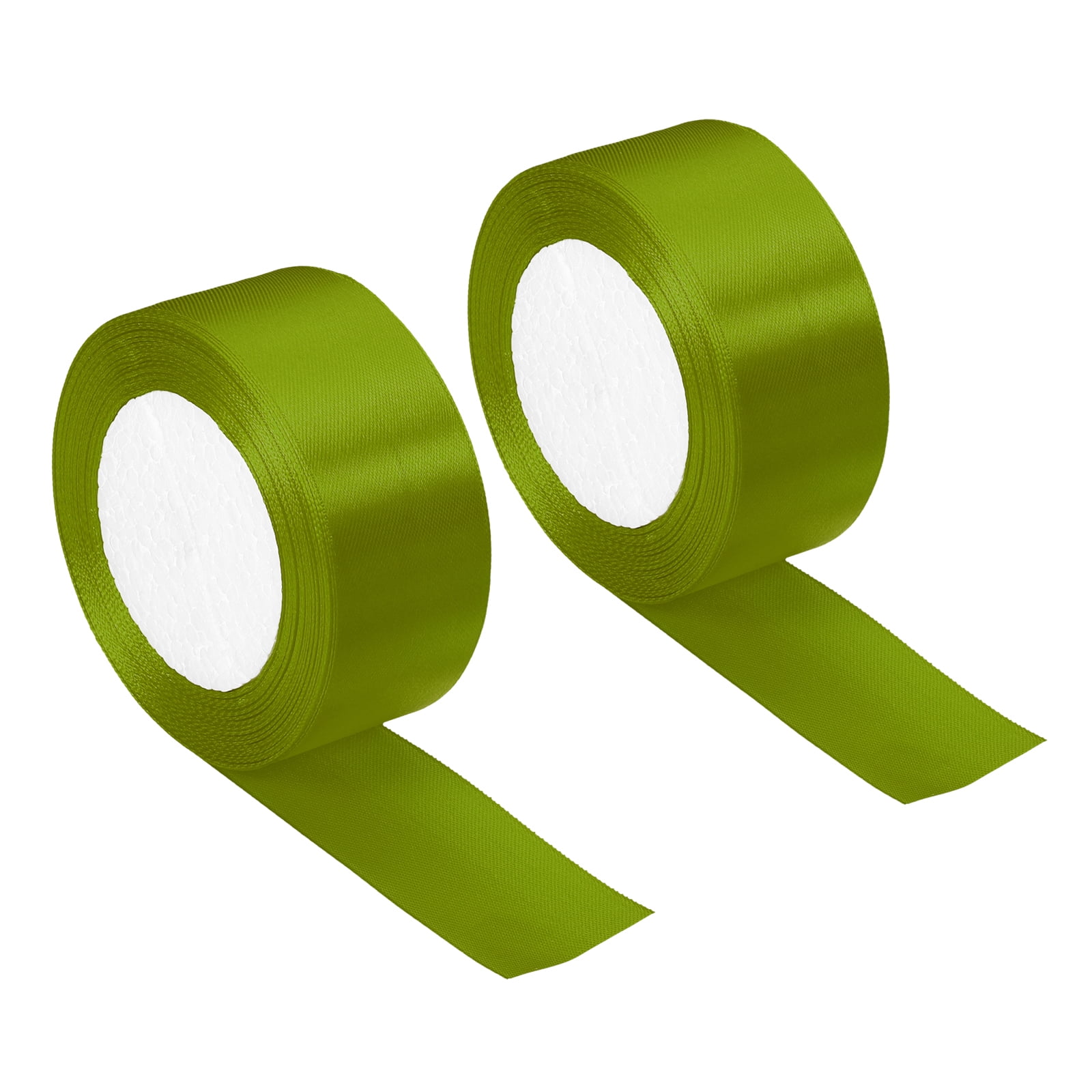 Unique Bargains 1.5 Inch Wide 24 Yards Satin Ribbon, 2 Pack Double Face Solid Crafts Roll for Party Home DIY Wrapping Decoration, Grass Green