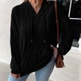 thumbnail image 4 of cfhntfmh Womens Hoodies Fall Fashion 2024 Drawstring Sweatshirts Pullover Long Sleeve Solid Color Fall Outfits, 4 of 6