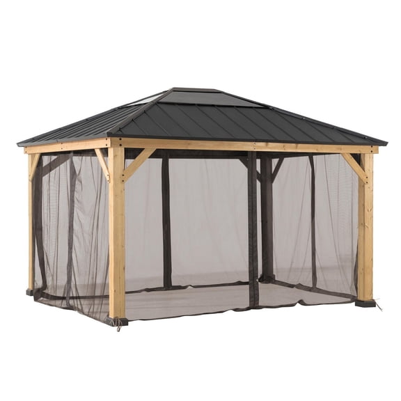Moustiquaire universelle Sunjoy pour gazebos à ossature de bois de 13 pi × 15 pi