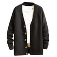 thumbnail image 1 of Grrvtrz Men's Casual Long Sleeve Deep V Neck Button Down Sweater Comfy Solid Color Sweater Coat Rib Knit Cardigan Sweaters, 1 of 6