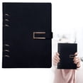 thumbnail image 1 of Leather A5 Notebook 6 Ring A5 PU Leather Refillable Notebook With Paper Navy, 1 of 9