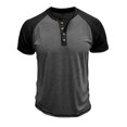 thumbnail image 4 of EOYWHK Mens Henley Shirts Retro Business Shirts Color Blocked Raglan T-Shirt Loose Fit Button Up Work Office Tops Flyer, 4 of 7