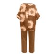 thumbnail image 4 of Ensembles de Détente d'Été pour Femmes Ensemble d'Été Imprimé Manches Courtes Col Rond Hauts+pantalon à Double Poche Ensemble Ensembles Grande Taille en Liquidation, 4 of 5