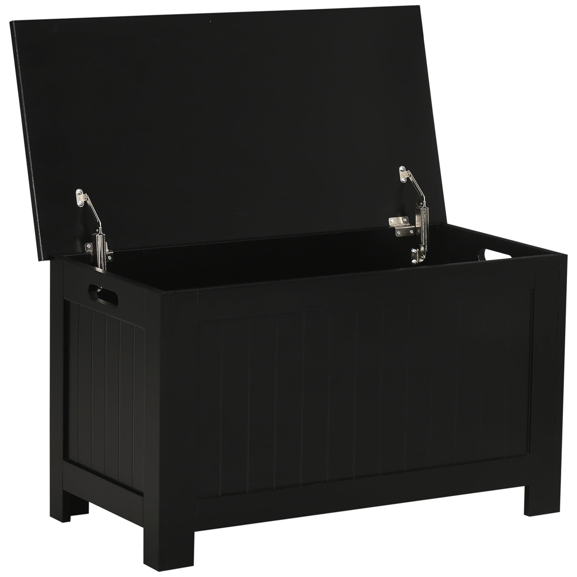 HOMCOM Storage Chest with 2 Safety Hinges and Flip Lid for, Black