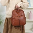 thumbnail image 2 of Leather Backpack for Commuting & Travel | Large Capacity PU Leather Bag with Multiple Compartments | Black, Red, Blue, Brown Color Options, 2 of 7