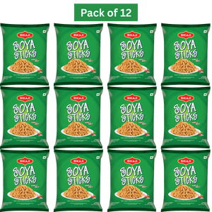 Bikaji Soya Sticks (Crispy and Spicy) 140g, Pack of 12, Indian Snacks