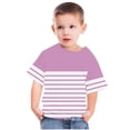 thumbnail image 4 of Zwiiyzr T-Shirt Rayé 2025 pour Enfants Col Rond Manches Courtes pour Garçons Filles Rose-5-6 Ans, 4 of 6