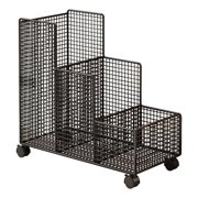 Lipstore Yoga Mat Storage Rack with Wheels Organizer for Foam Roller Dumbbells Sports Black