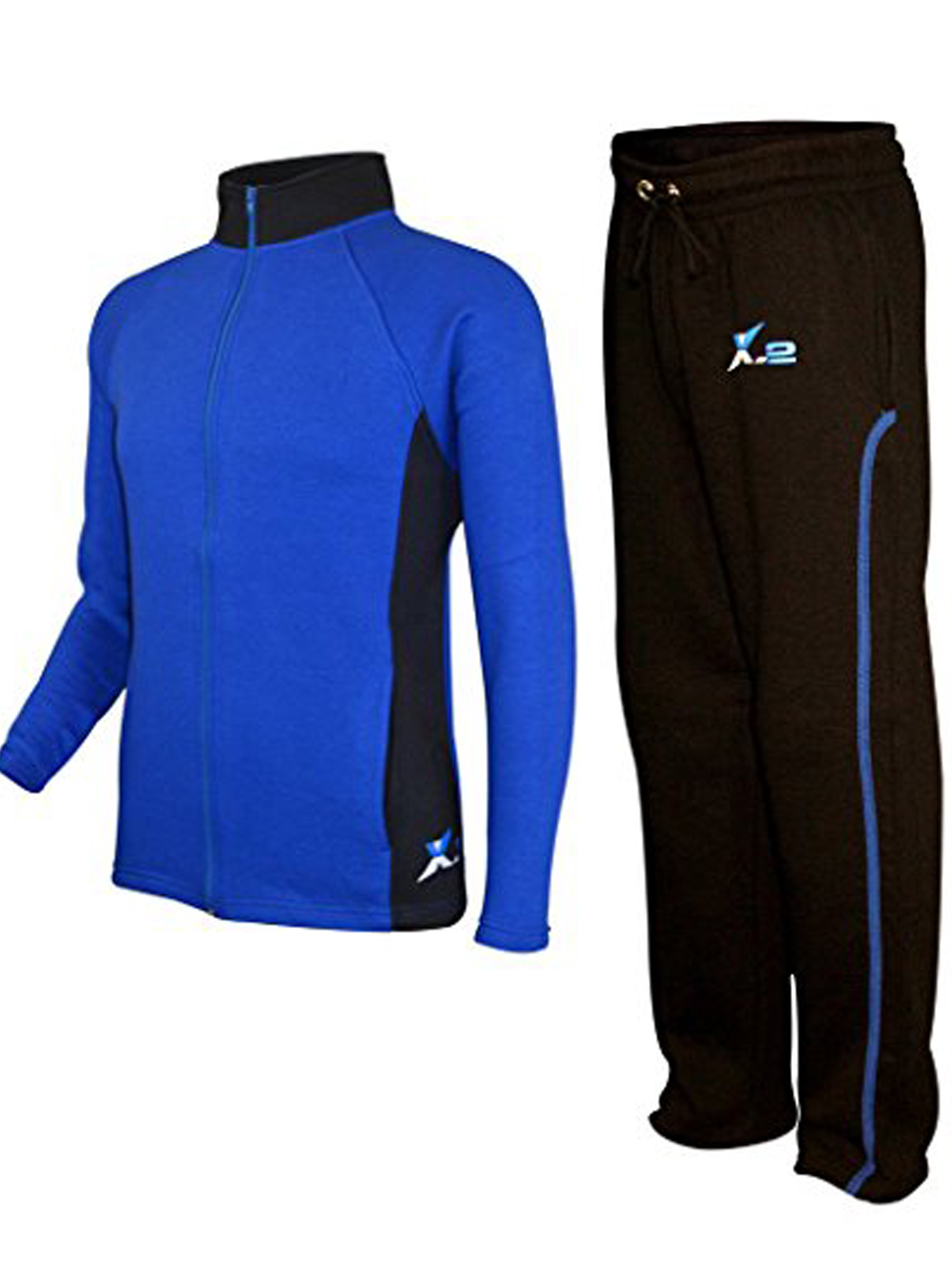 X-2 Mens Athletic Activewear Full Zip Fleece Color Tracksuit Jogging Sweatsuit