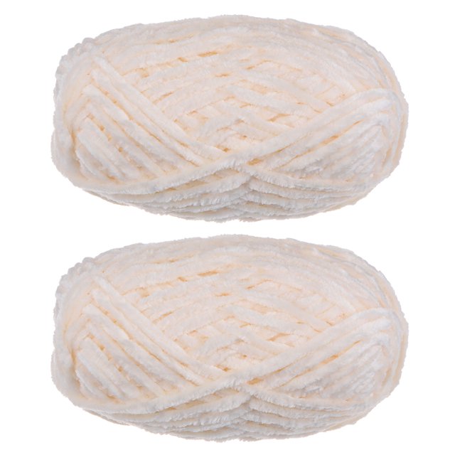 Unique Bargains 2 Pelotes Fil Velours Fil Chenille 87,49 Verges Polyester Fil Doux pour Couverture 2 Pcs Perle