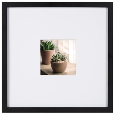 DesignOvation Gallery 13" x 13" Matted to 5" x 5" Black Picture Frame