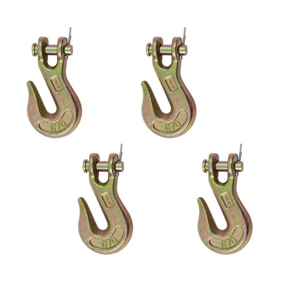 Mytee Products 4 Pack 3/8 Clevis Grab Hooks Grade 70 for Wrecker Tow Chain - 6 600 WLL Forged Alloy Steel G70 Heavy Duty 3/8 Chain Hooks for Truck Trailer Tow Chain Transport
