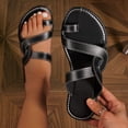 thumbnail image 2 of CHGBMOK Womens Sandals Summer New Solid Color Retro Flat Toe Slippers Outdoor Beach Sandals Sizes 36-43, 2 of 9