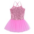 thumbnail image 2 of Ocealan Robe Ballerine à Paillettes pour Filles, Bretelles Spaghetti, Dos Croisé, Rose TTG, 2 of 7