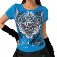 thumbnail image 2 of T-shirt Gothique Y2k pour Femmes 2026 Été Décontracté à Manches Courtes Col Rond Coupe Ajustée Rétro Punk T-Shirts Graphiques, 2 of 4