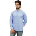 thumbnail image 2 of Atasi Kurta Court Bleu Ethnique pour Homme, Col Mandarin, Tunique en Coton - Moyen, 2 of 7