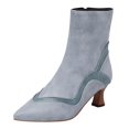 thumbnail image 1 of B91xZ Bottes de Motard pour Femmes Bottes de Combat Lacets Bottines, Bleu 7, 1 of 5