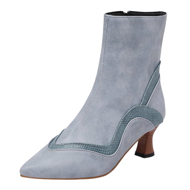 B91xZ Bottes de Motard pour Femmes Bottes de Combat Lacets Bottines, Bleu 7