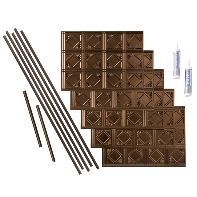 Fasade Traditional Style 4 Vinyl Backsplash Kit 15 sq ft Oil Rubbed Bronze