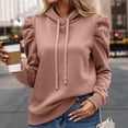 thumbnail image 1 of Chandail à Capuche Décontracté pour Femmes Manches Longues Bouffantes Chandail à Cordon Chandails en Molleton Coupe Ample Chemises Unies Mode Automne Chandail en Molleton Grande Taille Veste à Fermeture Éclair Tendance Chandails à Capuchon d'Hiver pour Femmes Demi-Pression Chandail, 1 of 5