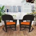 thumbnail image 3 of Jeco Wicker Rocker Chair in Black with Orange Cushion (Set of 2), 3 of 9