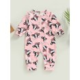 thumbnail image 2 of Faithtur Barboteuse pour Bébés Filles Garçons Imprimé Floral Cheval Manches Longues Col Rond Fermeture Éclair Oblique Combinaisons Automne Justaucorps Nouveau-Né, 2 of 8