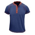 thumbnail image 1 of Penkiiy T-Shirt pour Homme à Manches Courtes, Décontracté, Mode, Col Rond, Chandail, Boutons, Blouse 2TG Bleu Foncé, 1 of 1