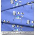 thumbnail image 2 of Soimoi Blue Cotton Voile Fabric Monitor,Books & Study Table Education Theme Decor Fabric Printed Yard 42 Inch Wide, 2 of 3