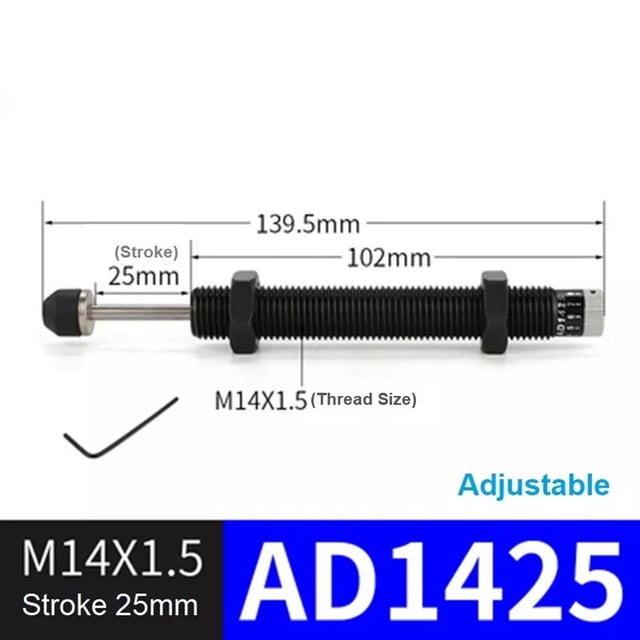 Bgsha Hydraulic Shock Absorber Hydraulic Buffer Damper Hydraulic Damper Oil Pressure Buffer Damper Cylinder Spring Adjustable AC0806/2020/1008 Accessories