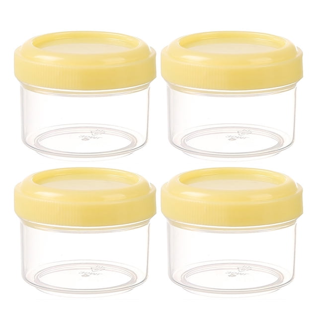 Stock Your Home 2oz Plastic Containers with Twist Top Lids (4 Pack), Freezer Containers with Lids for Leftover Food, Airtight Reusable Soup Containers, Freezer and Dishwasher Safe