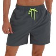 thumbnail image 1 of pitrice Men Beach Shorts Quick Dry Running Trousers Sports Bodybuilding Training Pants Solid Color Lace Up Sweatpants Gray L, 1 of 1