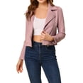 thumbnail image 1 of INSPIRE CHIC Women's Motorcycle Jacket Faux Suede Solid Color Asymmetric Zipper Jacket XL Dusty Pink, 1 of 6