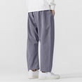 thumbnail image 4 of Yusimy Men's Casual Drop-Crotch Pants Elastic Waist with Drawstring Solid Color Loose-Fit Streetwear Style Functional Trousers with Pockets, 4 of 5