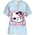 thumbnail image 3 of Uniforme d'Infirmière pour Femmes à Manches Courtes Hello Kitty Uniforme de Travail Blouse à Poche Hauts de Sarrau Uniformes Médicaux d'Infirmière Accessoires, 3 of 6