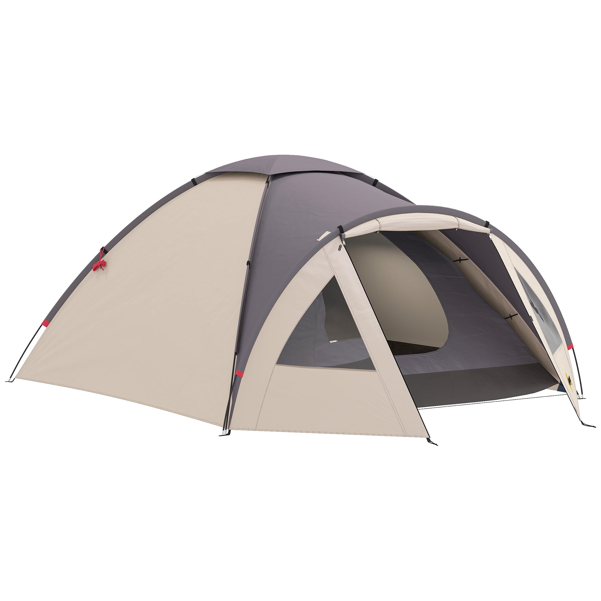 Outsunny 3 Man Camping Tent, Waterproof Family Tent with Bedroom, Porch