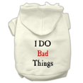 thumbnail image 1 of I Do Bad Things Screen Print Pet Hoodies Cream Size M (12), 1 of 1