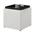 thumbnail image 4 of Designs4Comfort Park Avenue Pouf Simple avec Tabouret en Similicuir Blanc, 4 of 6