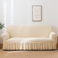 thumbnail image 4 of 2024 1 Piece Sofa Slipcover with Pleated Ruffled Skirt Washable High Stretch Durable Furniture Protector 3 Seater Pine Green, 4 of 13