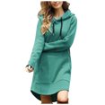 thumbnail image 1 of cfhntfmh Robes Chandails pour Femmes Confortables à Manches Longues Robe à Capuche Surdimensionnée Automne Douce Couleur Unie Robe Mini avec Poches, 1 of 5