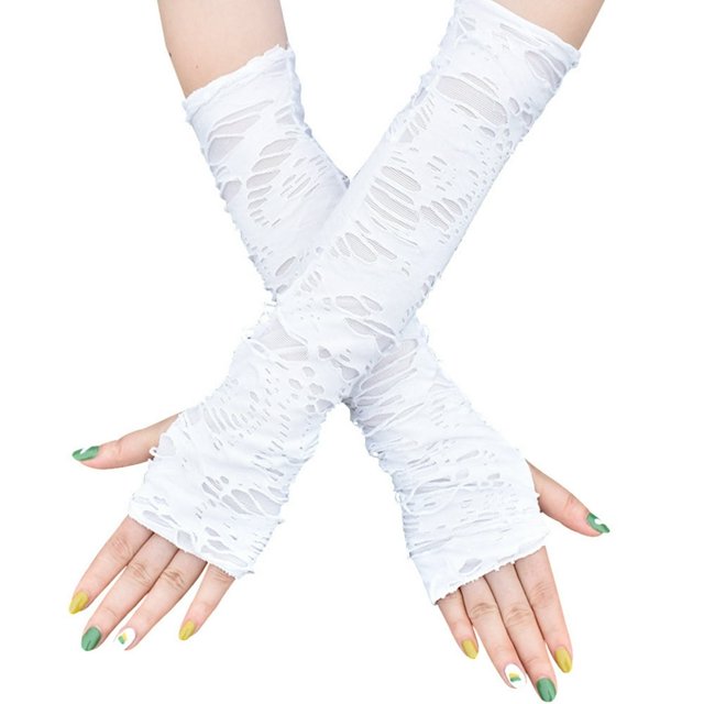 Breathable Fingerless Gloves Unisex Fingerless Gloves with Thumbhole Design Ripped Holes Decor Perfect for Adult Cosplay Punk