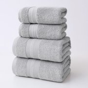 Bath Towels Set - Soft Absorbent Polyester Towels, Quick-Drying & Durable, Multipurpose Spa & Bathroom Towels, Set of Four, Gray, JKODE