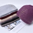 thumbnail image 4 of Women Hat Sequins Rhinestone Decoration Shiny Solid Color Brimless Autumn Winter Coldproof Knitting Beanie Hat Streetwear, 4 of 8