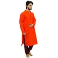 thumbnail image 3 of Atasi Ethnic Men's Kurta Pyjama Set Orange Bollywood Designer Shirt-Large, 3 of 7