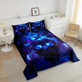 thumbnail image 4 of Gothi Sugar Skull Down Comforter Smog Skeleton Comforter Set King,Extoic Butterfly Painting Bedding Set Kids Goth Bone Quilt Set,Blue, 4 of 7