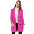 thumbnail image 2 of INSPIRE CHIC Manteau Mi-Long à Double Boutonnage pour Femme à Col à Revers Cranté, 2 of 7
