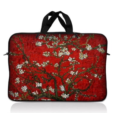 LSS Étui Pochette pour Ordinateur Portable 17 Pouces avec Poignée pour 17,4 Pouces 17,3 Pouces 17 Pouces 16 Pouces Apple Macbook, GW, Acer, Asus, Dell, Hp, Sony, Toshiba, Red Almond Trees
