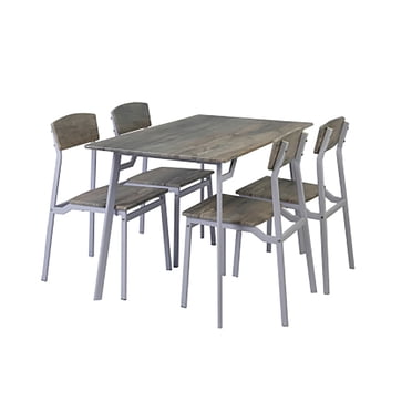 Toytexx 5-Piece Dining Table Set with 4 Chairs, Modern Rustic Wood-Look Tabletop & Steel Frame, Space-Saving Kitchen & Dining Room Set, Gray Finish