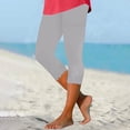 thumbnail image 3 of Pantalons Capris pour Femmes, Pantalon Évasé Court, Jambe Découpée, Grande Taille pour Femmes, Polyester, Capris Décontractés pour Dames, Pantalons Capris Style C-89 Gris G, 3 of 6