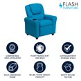 thumbnail image 4 of Contemporary Turquoise Vinyl Kids Recliner with Cup Holder and Headrest, 4 of 9