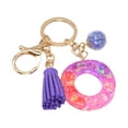 thumbnail image 1 of Hangs Pendant 2 Resin Glittering Letter Keychain with Color Stitching Flowing Design Purple Drop Glue English Character Key Chain, 1 of 5